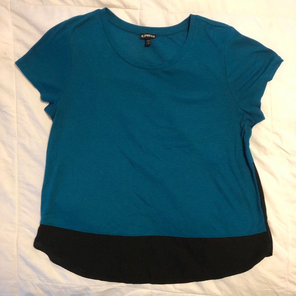 EXPRESS Colorblock Short Sleeve Tee, Size Large